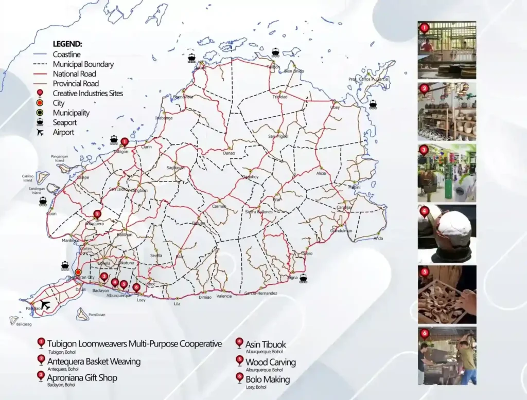 Bohol Geography & Maps for Travelers – Distances, Attractions & How to Get Around 19 bohol creative industry map dot