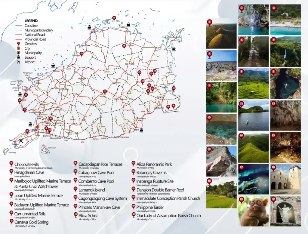 Bohol Geographical Attractions bohol map attractions dot